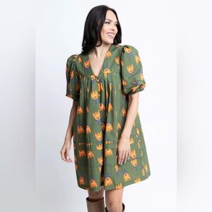 Karlie Poplin V-neck Dress NWOT